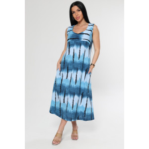 Платье женское "Мираж" ПлК-2916 кулирка (р-ры: 48-62) сев.сияние син.