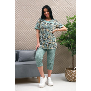 Костюм двойка женский 01070 кулирка (р-ры: 50-62) зеленый