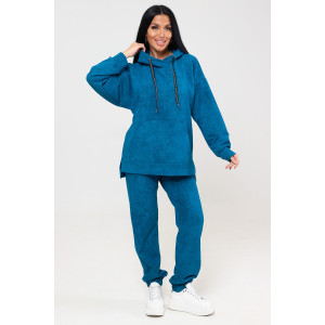 Костюм двойка женский "Варёнка" КФ-2749 футер с лайкрой (р-ры: 46-58) петроль