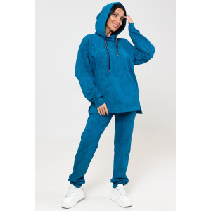 Костюм двойка женский "Варёнка" КФ-2749 футер с лайкрой (р-ры: 46-58) петроль