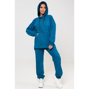 Костюм двойка женский "Варёнка" КФ-2749 футер с лайкрой (р-ры: 46-58) петроль