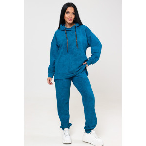Костюм двойка женский "Варёнка" КФ-2749 футер с лайкрой (р-ры: 46-58) петроль