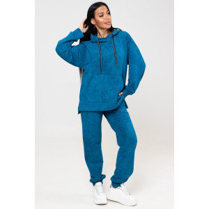 Костюм двойка женский "Варёнка" КФ-2749 футер с лайкрой (р-ры: 46-58) петроль