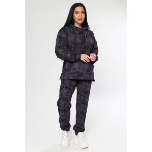 Костюм двойка женский "Варёнка" КФ-2749 футер с лайкрой (р-ры: 46-58) черный