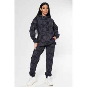 Костюм двойка женский "Варёнка" КФ-2749 футер с лайкрой (р-ры: 46-58) черный