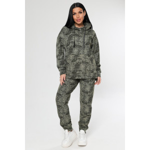 Костюм двойка женский "Варёнка" КФ-2749 футер с лайкрой (р-ры: 46-58) хаки