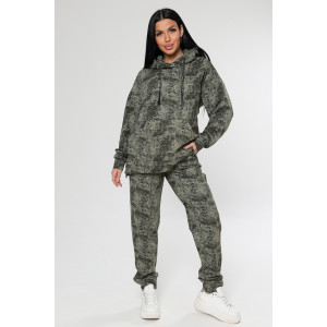 Костюм двойка женский "Варёнка" КФ-2749 футер с лайкрой (р-ры: 46-58) хаки