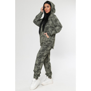 Костюм двойка женский "Варёнка" КФ-2749 футер с лайкрой (р-ры: 46-58) хаки
