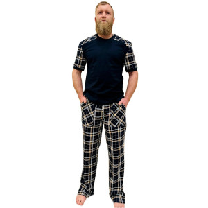 Пижама мужская ПК-30 кулирка (р-ры: 48-60) т.син.с беж.клетка Пижама мужская ПК-30 кулирка (р-ры: 48-60) т.син.с беж.клетка