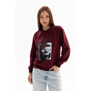 Толстовка женская №00028 футер 2-х нитка (р-ры: 40-58) бордовый Толстовка женская №00028 футер 2-х нитка (р-ры: 40-58) бордовый