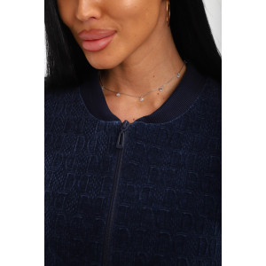 Бомбер женский №001 жаккард (р-ры: 48-62) синий Бомбер женский №001 жаккард (р-ры: 48-62) синий