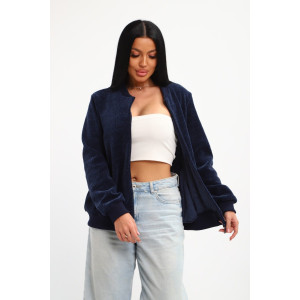 Бомбер женский №001 жаккард (р-ры: 48-62) синий Бомбер женский №001 жаккард (р-ры: 48-62) синий