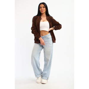 Бомбер женский №001 жаккард (р-ры: 48-62) шоколад