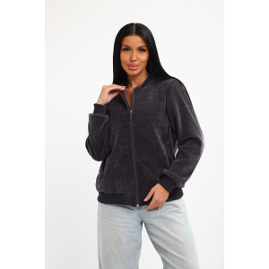 Бомбер женский №001 жаккард (р-ры: 48-62) графит