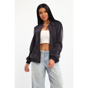 Бомбер женский №001 жаккард (р-ры: 48-62) графит