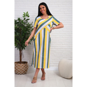 Платье женское №348т кулирка (р-ры: 48-58) желтый-зеленый