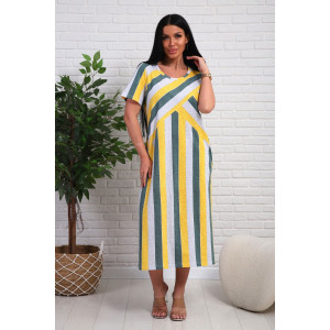 Платье женское №348т кулирка (р-ры: 48-58) желтый-зеленый