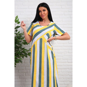 Платье женское №348т кулирка (р-ры: 48-58) желтый-зеленый