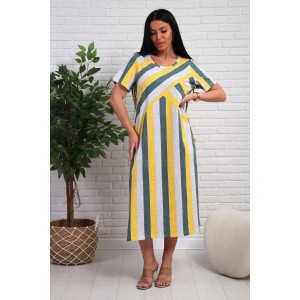 Платье женское №348т кулирка (р-ры: 48-58) желтый-зеленый