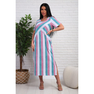 Платье женское №348т кулирка (р-ры: 48-58) розовый-бирюзовый