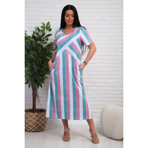 Платье женское №348т кулирка (р-ры: 48-58) розовый-бирюзовый