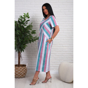 Платье женское №348т кулирка (р-ры: 48-58) розовый-бирюзовый