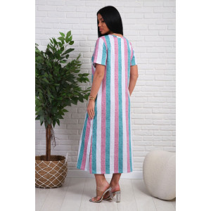 Платье женское №348т кулирка (р-ры: 48-58) розовый-бирюзовый