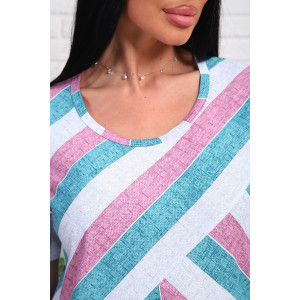 Платье женское №348т кулирка (р-ры: 48-58) розовый-бирюзовый