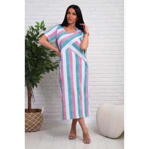 Платье женское №348т кулирка (р-ры: 48-58) розовый-бирюзовый