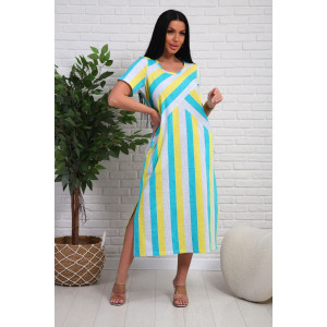 Платье женское №348т кулирка (р-ры: 48-58) желтый-бирюзовый