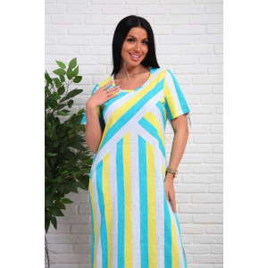 Платье женское №348т кулирка (р-ры: 48-58) желтый-бирюзовый