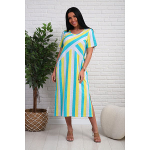 Платье женское №348т кулирка (р-ры: 48-58) желтый-бирюзовый