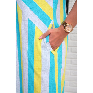 Платье женское №348т кулирка (р-ры: 48-58) желтый-бирюзовый