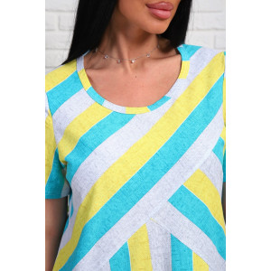 Платье женское №348т кулирка (р-ры: 48-58) желтый-бирюзовый