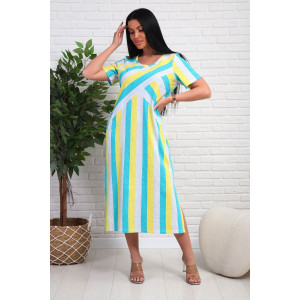 Платье женское №348т кулирка (р-ры: 48-58) желтый-бирюзовый