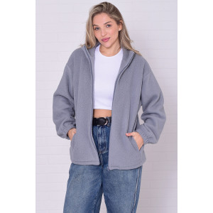 Толстовка женская 6225 флис (р-ры: 38-56) серый