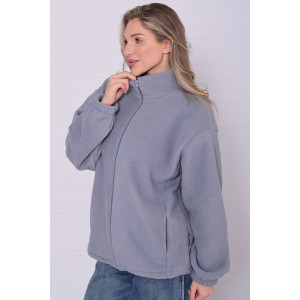 Толстовка женская 6225 флис (р-ры: 38-56) серый