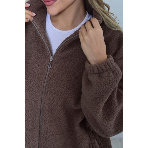 Толстовка женская 6225в флис (р-ры: 38-56) мокко