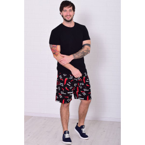 Шорты мужские 9173л кулирка (р-ры: 46-60) черный Шорты мужские 9173л кулирка (р-ры: 46-60) черный