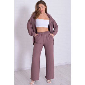 Костюм двойка женский 5352 костюмная ткань (р-ры: 42-56) мокко