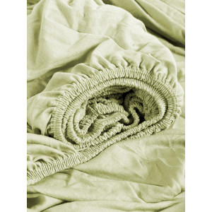 Простыня трикотажная на резинке оливковый Простыня трикотажная на резинке оливковый