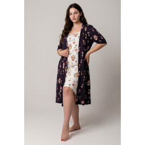 Пеньюар двойка женский КС-106 "Агата" кулирка (р-ры: 46-56) грибочки