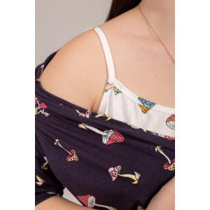 Пеньюар двойка женский КС-106 "Агата" кулирка (р-ры: 46-56) грибочки