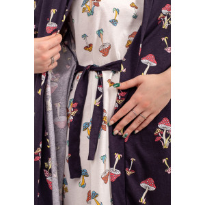 Пеньюар двойка женский КС-106 "Агата" кулирка (р-ры: 46-56) грибочки