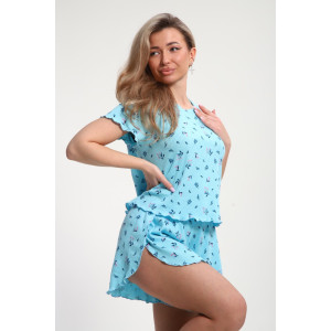 Пижама женская М445 "Шалунья" кашкорсе лапша (р-ры: 46-60) бирюза Пижама женская М445 "Шалунья" кашкорсе лапша (р-ры: 46-60) бирюза