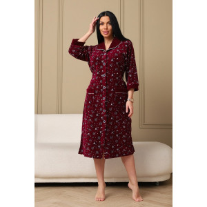 Халат женский 177/2 велюр (р-ры: 48-62) бордовый