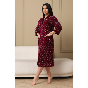 Халат женский 177/2 велюр (р-ры: 48-62) бордовый