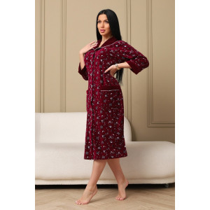 Халат женский 177/2 велюр (р-ры: 48-62) бордовый