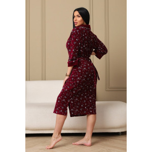 Халат женский 177/2 велюр (р-ры: 48-62) бордовый