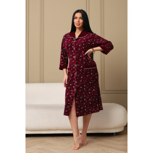 Халат женский 177/2 велюр (р-ры: 48-62) бордовый